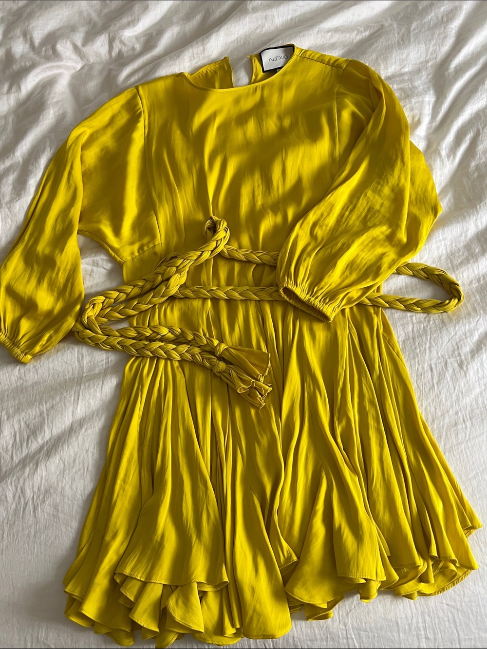 Alexis Bright Yellow Braided-Waist Mini Dress